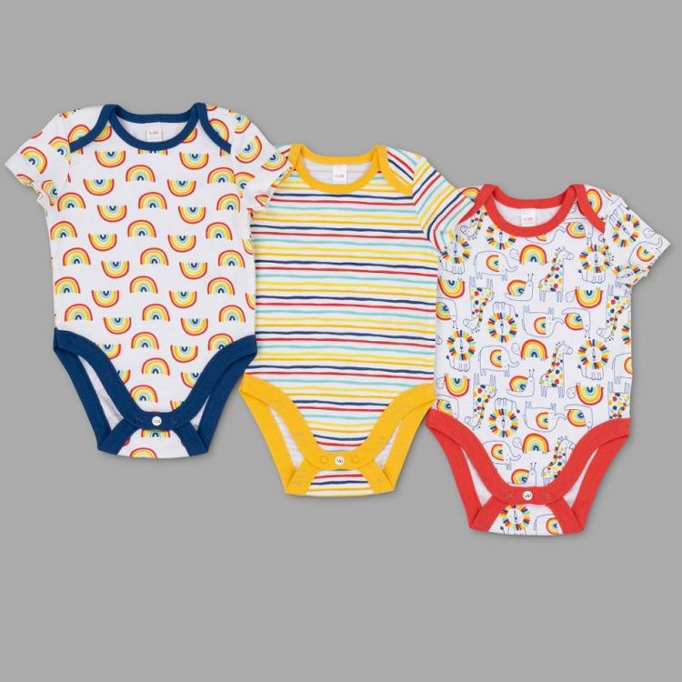 Picture of T20527: BABY UNISEX ORGANIC COTTON 3 PACK BODYSUITS WITH EXT